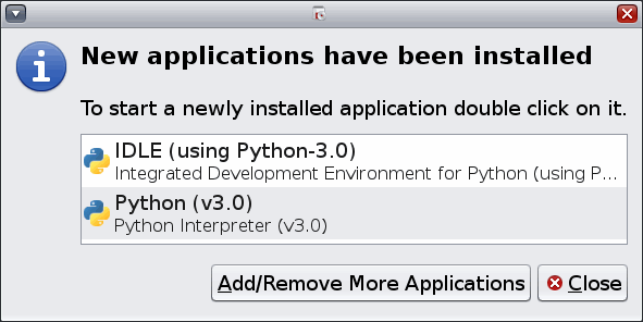 [Add/Remove: new applications have been installed]